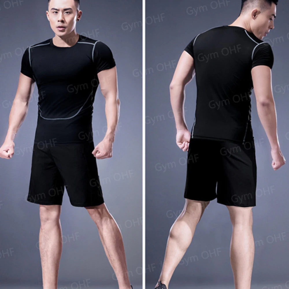 Anime Baki Sport Suits Runing Compression Shirt Shorts Sets Gym Fitness Jogging Training Rashguard Sportwear 2 in 1 Mens