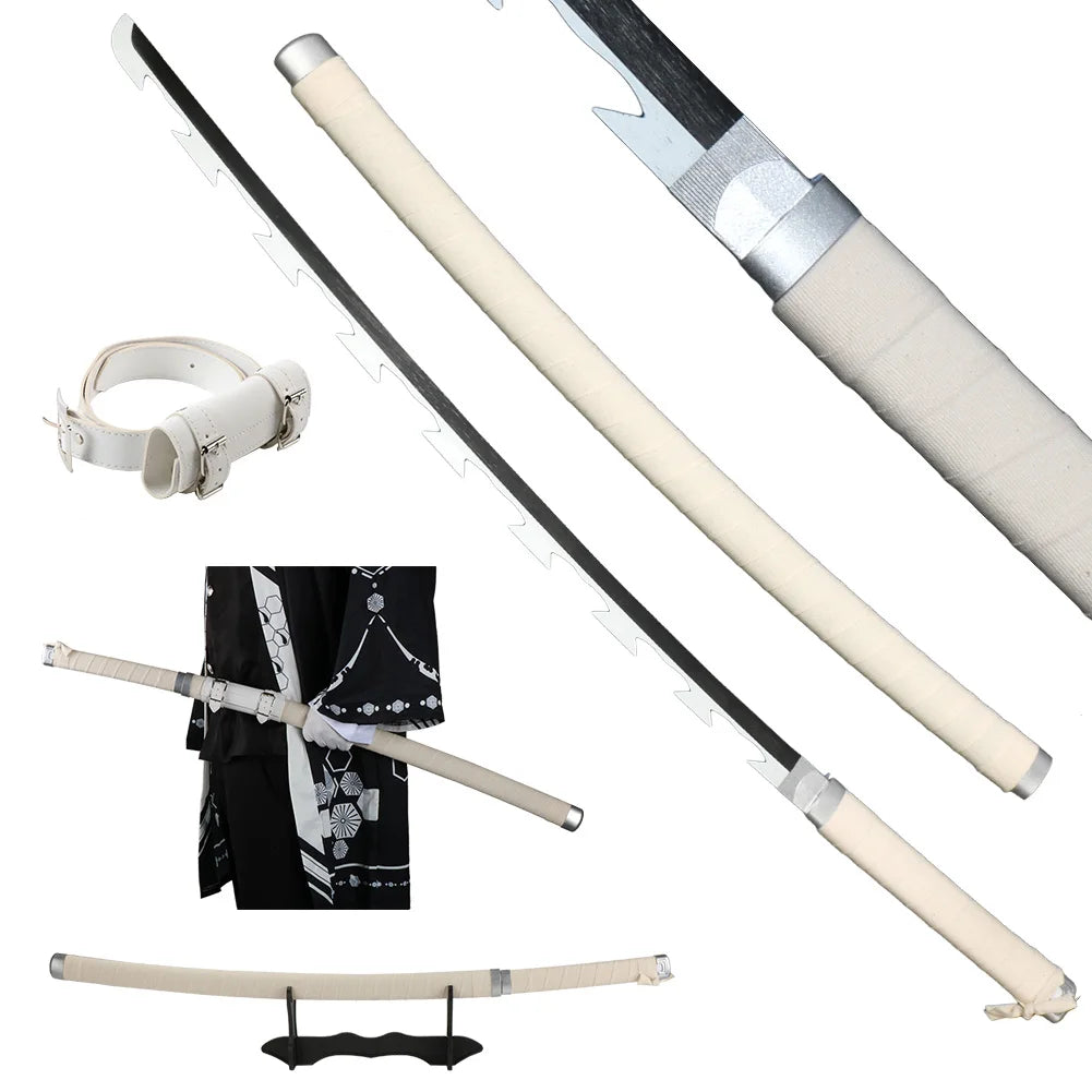 104cm Anime Slayer Katana Sword Kimetsu no Yaiba Wooden Cosplay Anime Weapons Sword Toy Katanas with Display Stand and Belt