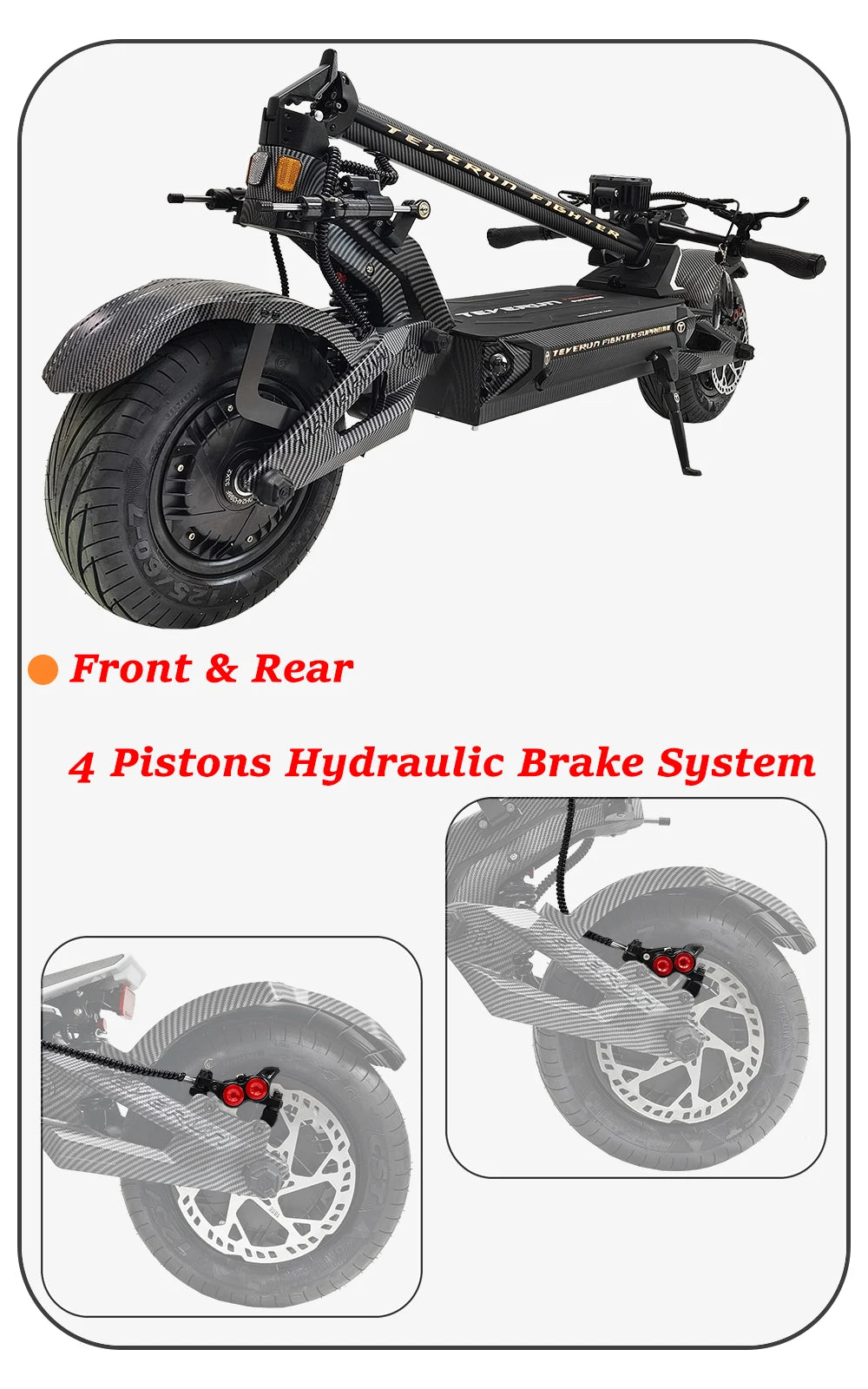 TEVERUN Fighter Supreme+ 7260R V4 2500W*2 Dual Motor 72V 60Ah Battery 4inch Display 4Pistons Brake 13inch Tire Scooter