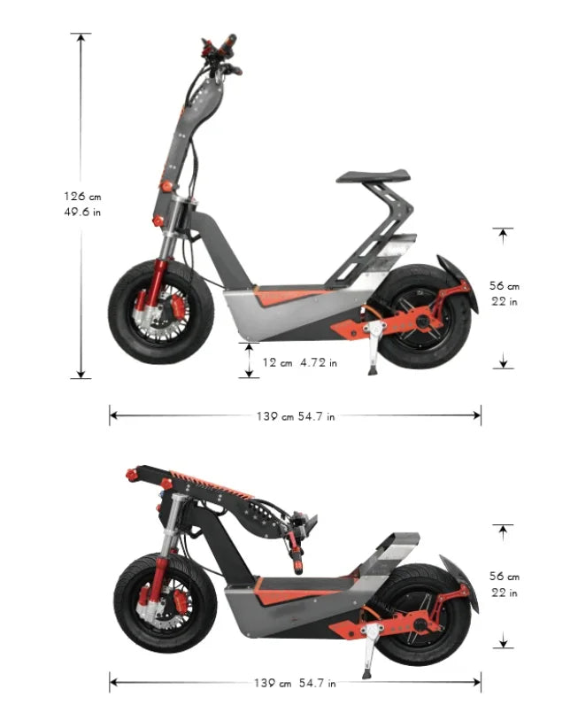 NFC Start 72V 15000W 150A 180A Fast Speed 110-140KM 70-90Mile Electric Scooter 16 Inch Fat Tire E Scooters with Steering Damper
