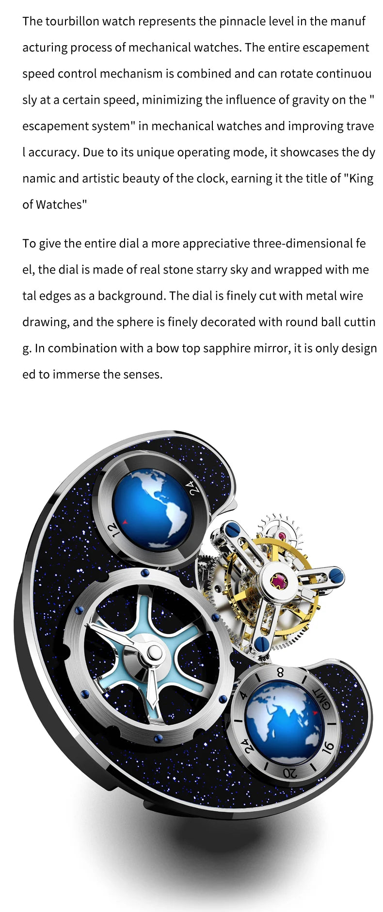 IDEAL KNIGHT Tourbillon Watch 6805 Men Automatic Mechanical Watch 100% Official Original Blue Earth Series Men Watch High Gift