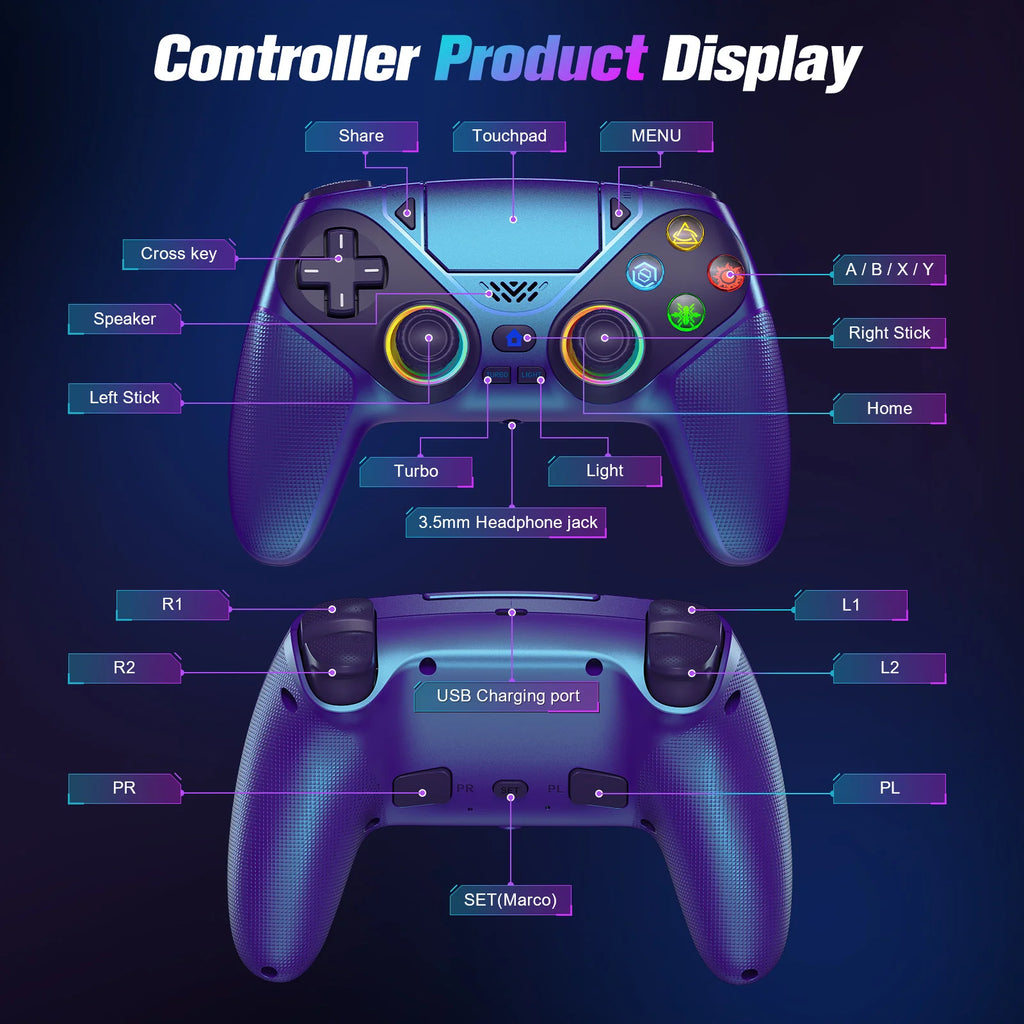 Bluetooth Gamepad For Playstation 5 Wireless Controller PS5 Console Gaming Controller  With Turbo Dual Sense Vibrate Programming