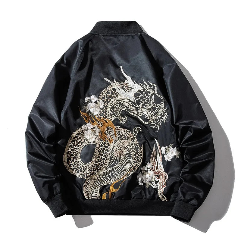 Men's Sukajan Bomber Jacket  Spring Autumn Yokosuka Souvenir Japan Anime Embroidered MA1 Coats Dragon Tiger Baseball Clothes