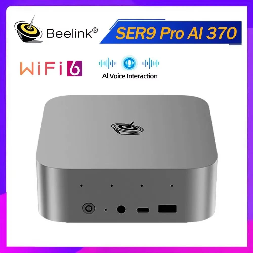 Beelink SER9 PRO Powerful AI Mini PC DDR5 AMD Ryzen AI 9 HX370 Gaming PC Max 64GB 2TB NVME SSD Desktop Computer Windows 11 PRO