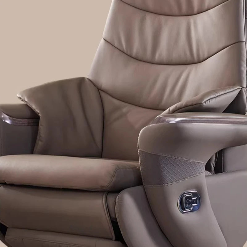 Premium Genuine Leather Executive Office Chair - Electric Massage Gaming Chair with Ergonomic Support for Home and Office JT40