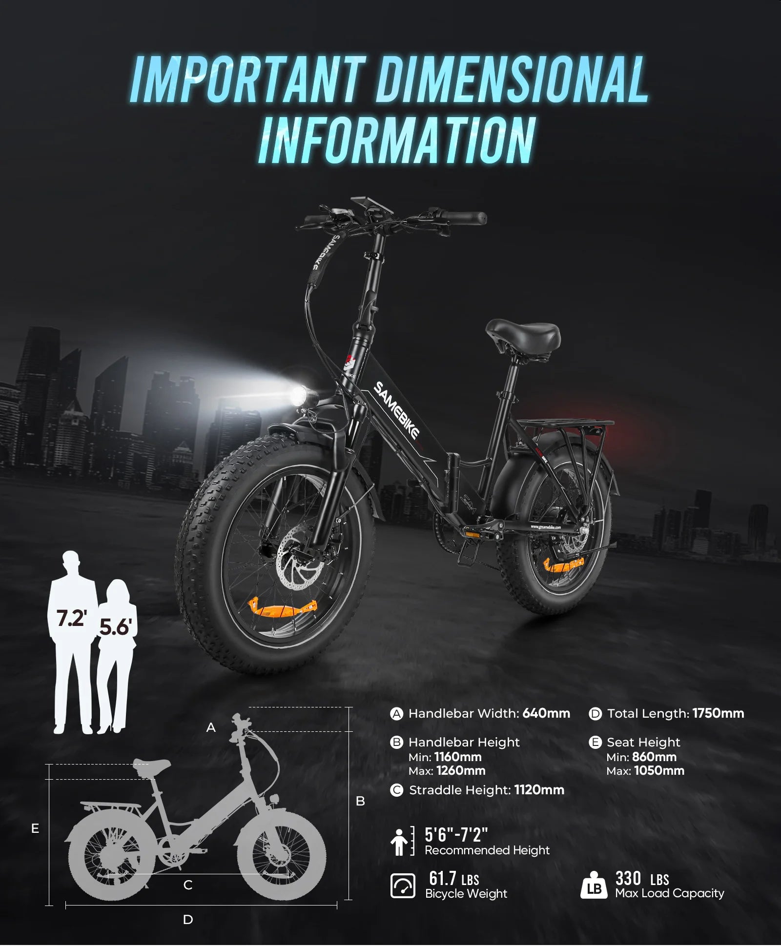 SAMEBIKE LOTDM200-II NFC Smart Key Electric Bicycle 750W 48V13AH Folding Electric Bike 20*4.0 Inch Fat Tire Mountain E-Bike