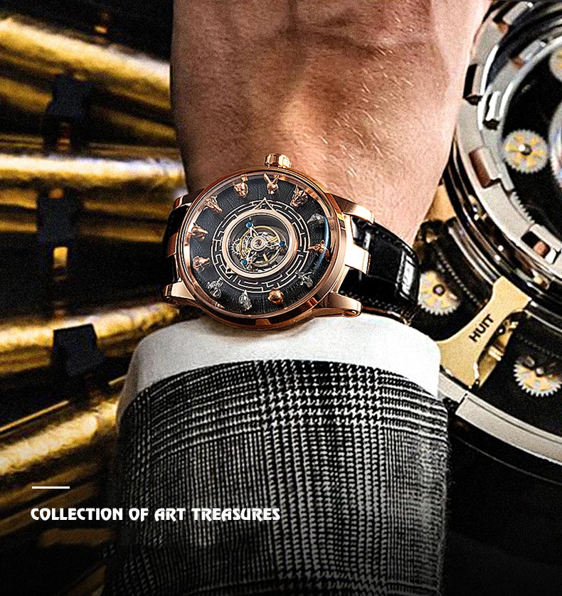 Haofa 2000 Center Tourbillon Movement Man Watch Luxury Sapphire Zodiac Tourbillon Mechanical Mens Watches Limited Edition