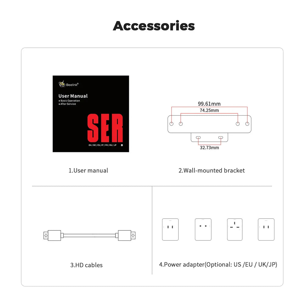 Beelink SER5 Mini PC AMD Ryzen 5 5500U DDR4 16GB SSD 500GB Support WiFi6 BT5.2 4K HD 1000M Desktop Computer