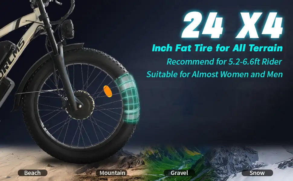 Dual Motor ELECTRIC BIKE 3000W 52V 25AH UP TO 37MPH E-bike 24" Fat Tire 7 SPEED