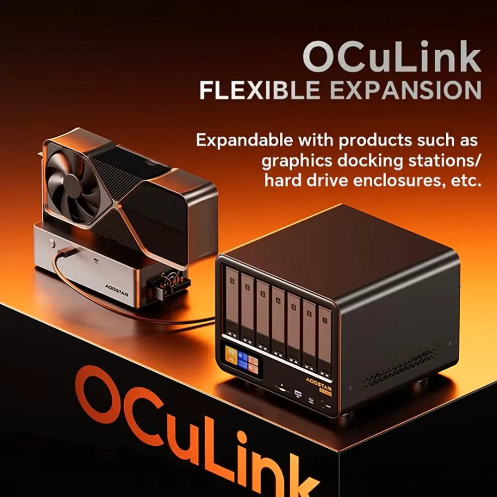 AOOSTAR High‑Performance NAS Mini PC AMD Ryzen 7 PRO 8845HS 11‑Bay HDD+M.2 SSD DDR5 ECC Dual 2.5G LAN USB4 OCuLink