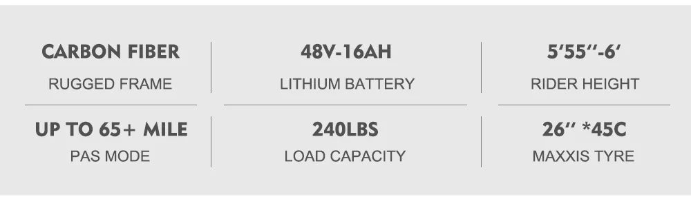 26" Carbon Fiber Electric Mountain E-Bike 500W 15Ah  Speed 48V Down Tube Battery Rear Hub Motor Road Bikes