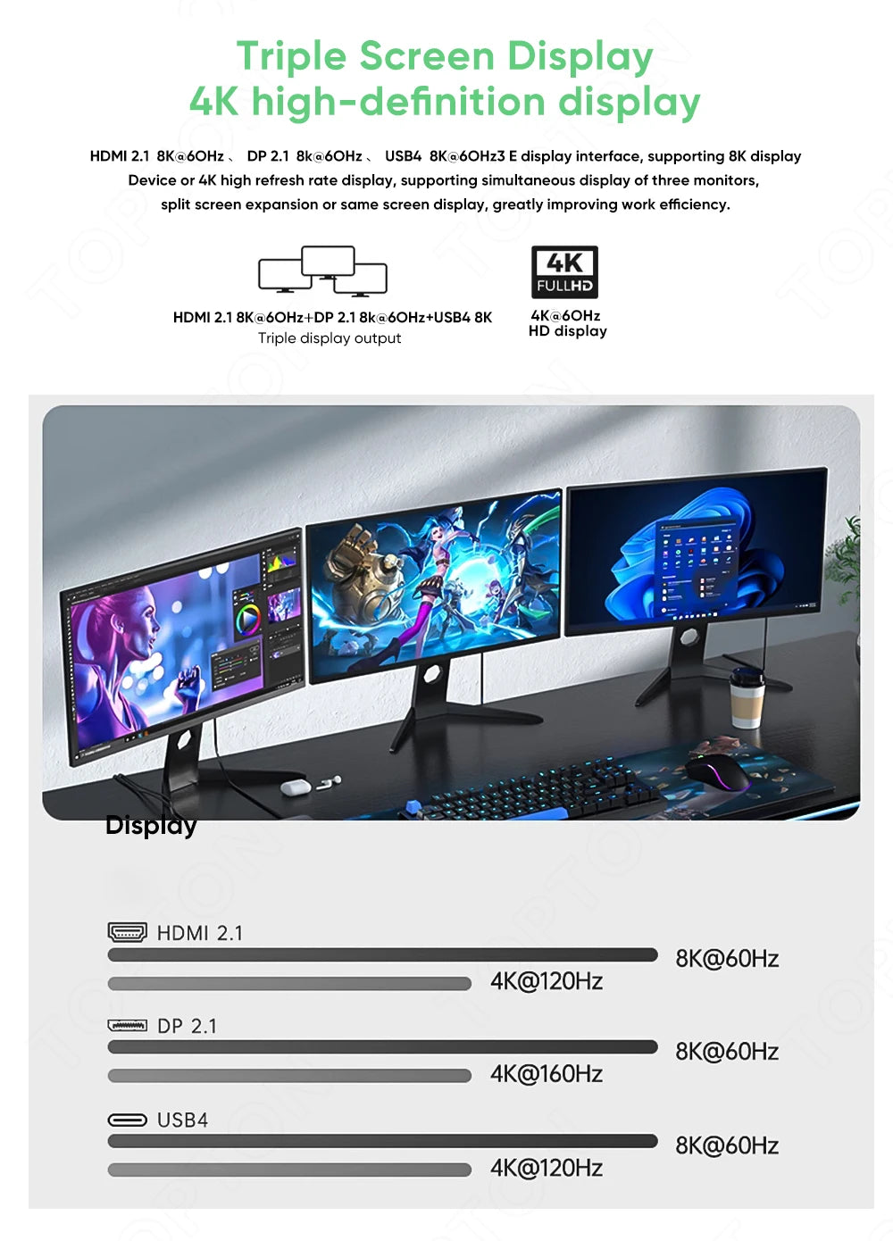 TOPC Mini PC Gaming Desktop Computer for Ryzen AI 9 HX 370 7 H 350 OCuLink USB4 2x2.5G LAN 2xPCIe Windows 11 WiFi6E
