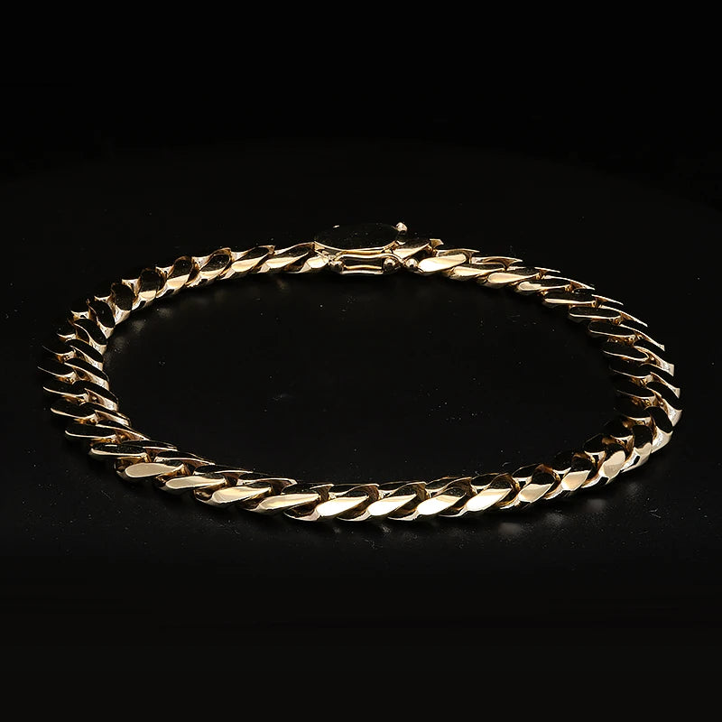 AEAW Miami Cuban Chain Necklace Bracelet 8mm For Men's Solid 10K Gold Punk Necklace Choker Link Chain Hip Hop Jewelry Gift