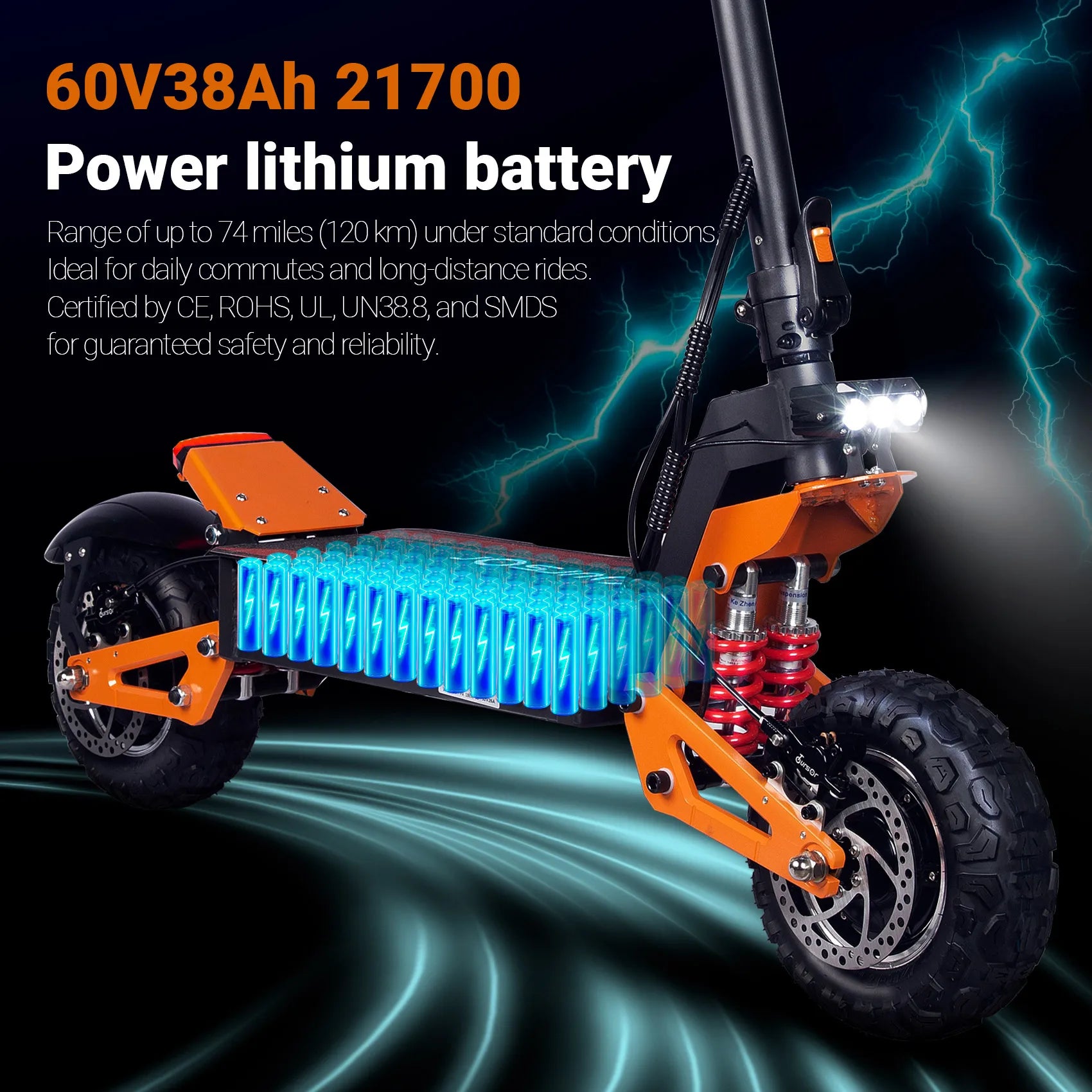 11-Inch Off-Road Tires Foldable Dual Suspension 6000W 60V Motor 38AH High Speed 85km/H IP55 Waterproof Electric Scooter for