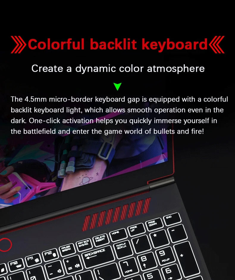 Oushedi Gaming Laptop Computer Intel Core i9-13900H NVIDIA RTX 4050 6G 16 Inch IPS 2*DDR5 MAX 64GB 2*M.2 PCIE SSD WIFI Windows11