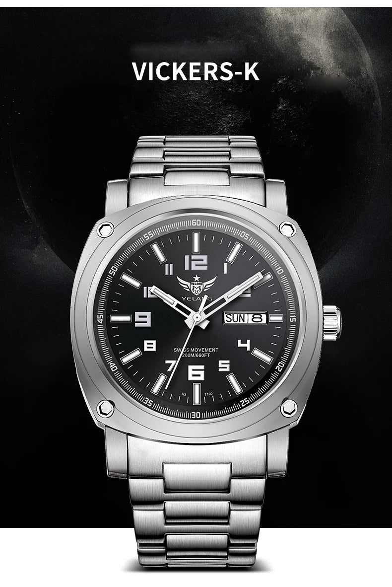 YELANG Men Automatic Watches Titanium Alloy Case H3 T100 Gas SelfLuminous 200M Waterproof Mechanical Wristwatch Sapphire V3.4