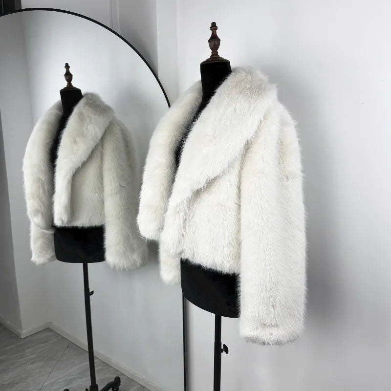 Tossy Winter Fashion Fur Feather Outwear For Women Lapel High Waist Warm Loose Long Sleeve Commute Coat Female Fur Feather 2025