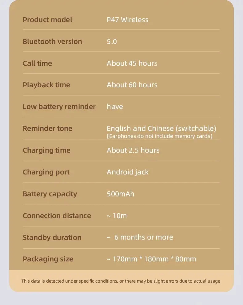 Handsfree Wireless Headphones Noise Canceling Headphone Earphone P47 headset Bluetooth Head Phone for iPhone Huawei Samsung S22