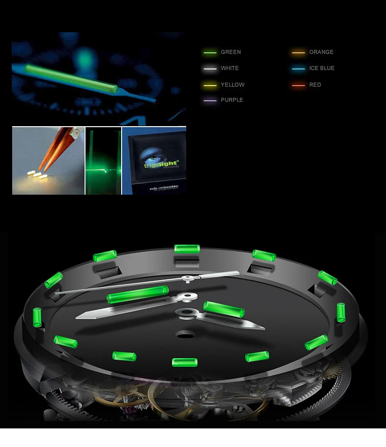 YELANG New Men Automatic Mechanical Watch T100 Self Luminous SWISS ETA Movement 25Jewels Deep Sea DiverSwim Waterproof 300m V5