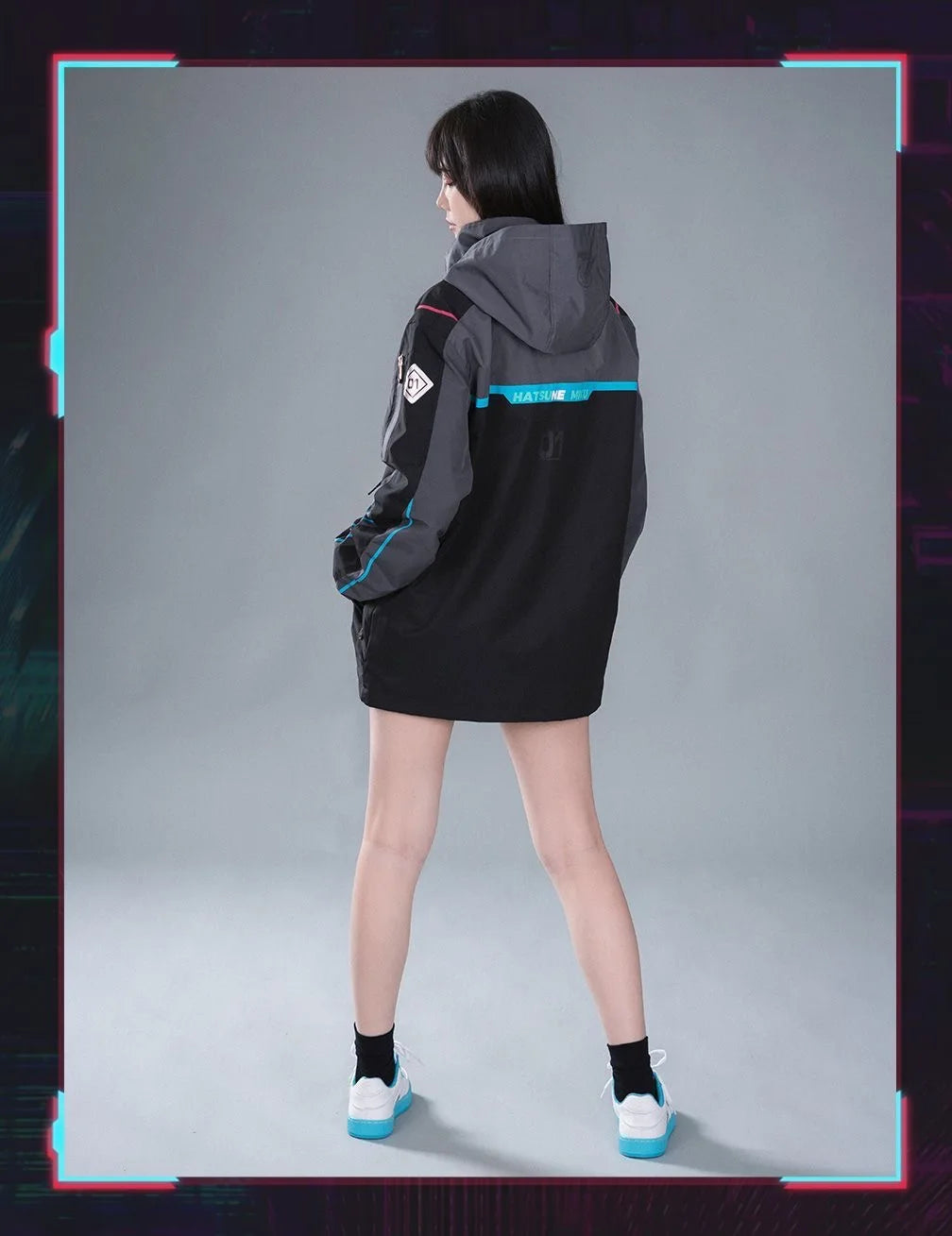 Moeyu Hatsune Miku Cosplay Jacket for Men Trench Hooded Jackets Man Winter Coat Women Clothes Anime Costume Casual Outwear