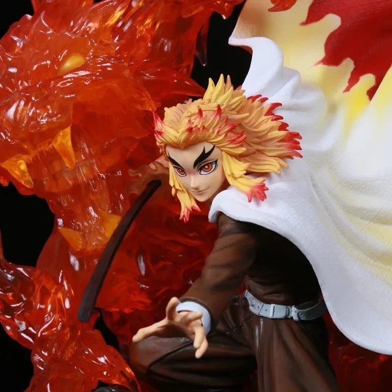 39cm Demon Slayer Rengoku Kyoujurou Action Figure Flame Breathing Light-Up Statue PVC Anime Character Collection Model Fan Gift