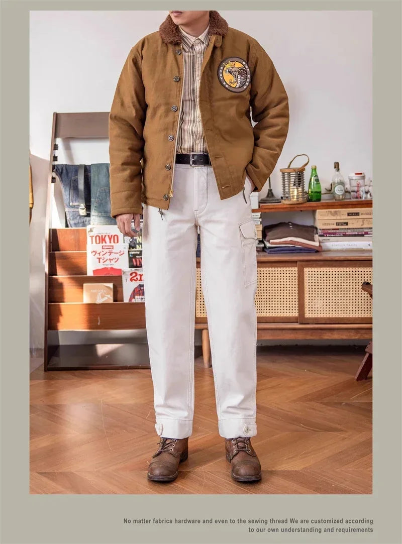 N-1 Red Tornado Naval Deck Jacket Jungle Cloth Shell Alpaca Lined Coat Men Vintage Workwear 2026ss design