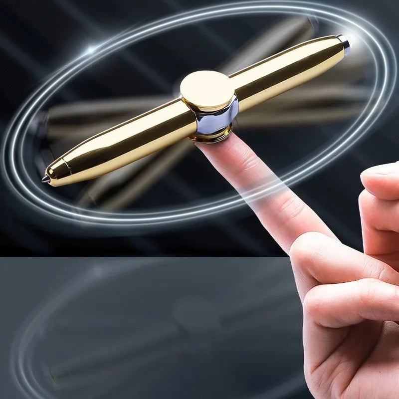 Multi-Functional Gyro Pen Decompression Finger Rotation Toy Fidget Spinner LED Light Ballpoint Pen Metal Gyro Pen Gift