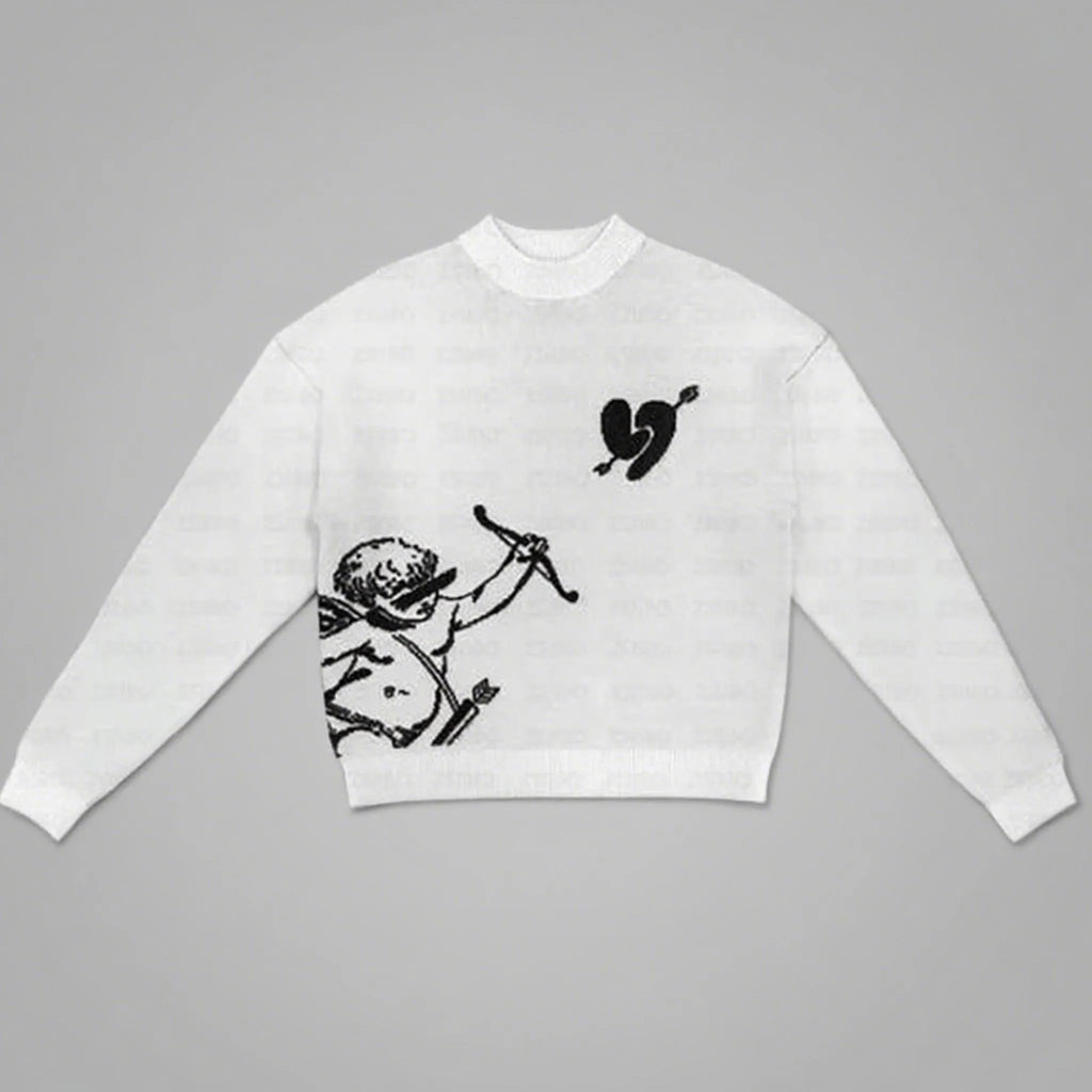 Harajuku Cross-Border Autumn Winter Trend round Neck Loose Anime Embroidery Unisex Subculture Long Sleeve Sweater Wholesale