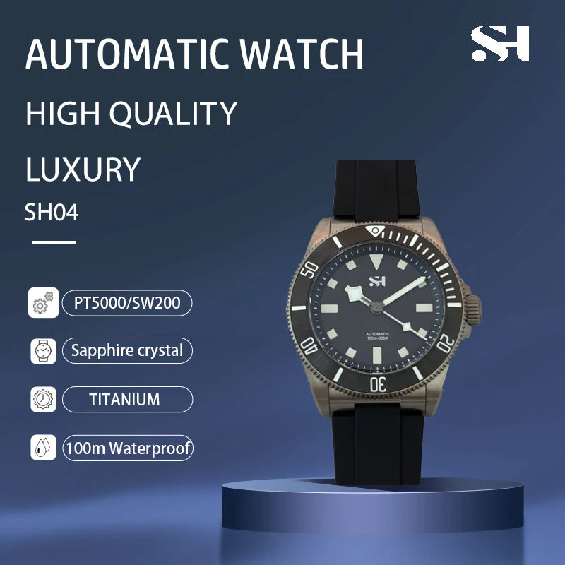 SH Luxury Men's Watches 39mm Automatic Mechanical Wristwatches Swiss BGW-9 luminous 10 Bar Waterproof Sapphire Watch Gift