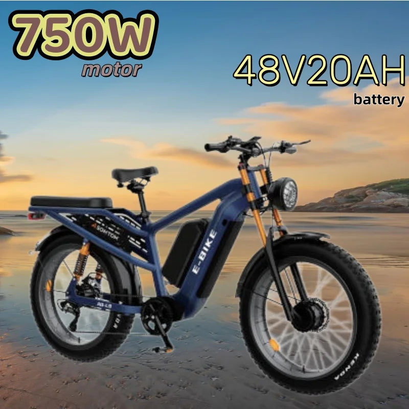 New Electric Bicycle 750W Motor 48V20AH Battery Adult Electric Bike 40km/h 26inch Tire Off Road Riding Mountain E-bike