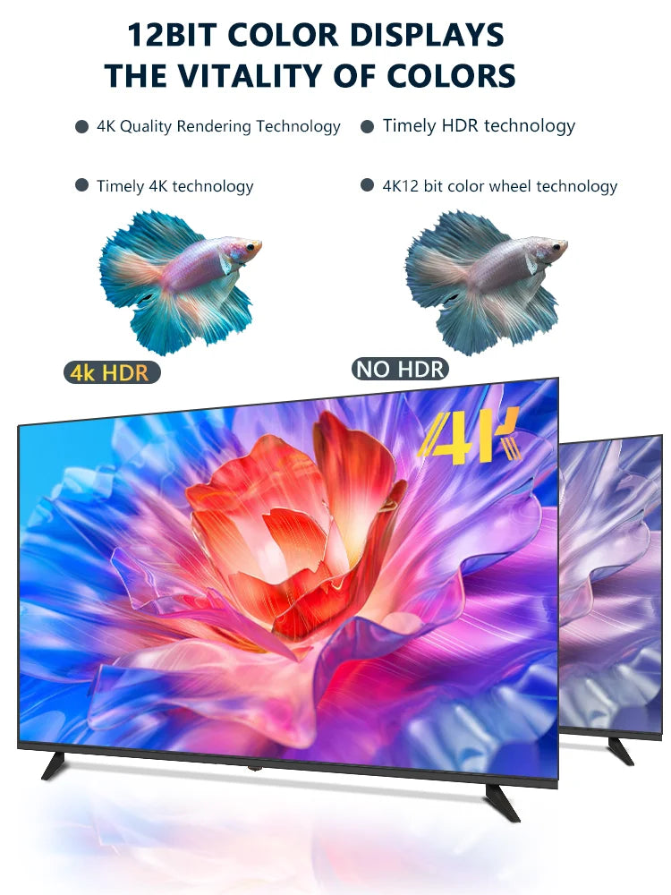 Global Version Android 11 Smart TV, 32 40 43 50 Inch, 4K UHD Frameless LED TV, WiFi Bluetooth Netflix YouTube Google Play HDR10