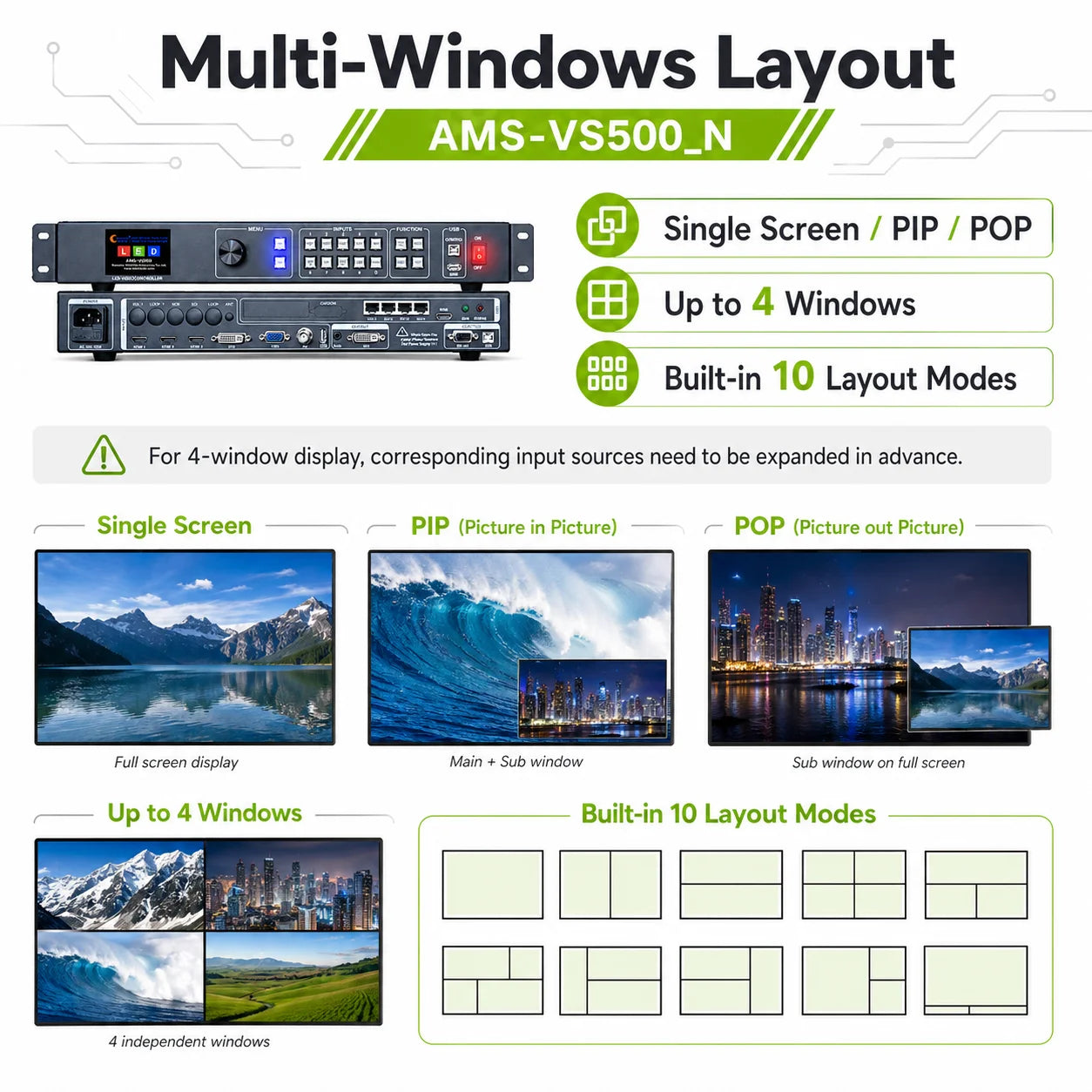AMS VS500 Professional 4K LED Video Wall Controller All-in-One Processor for LED Display Projects Novastar V960 Similar