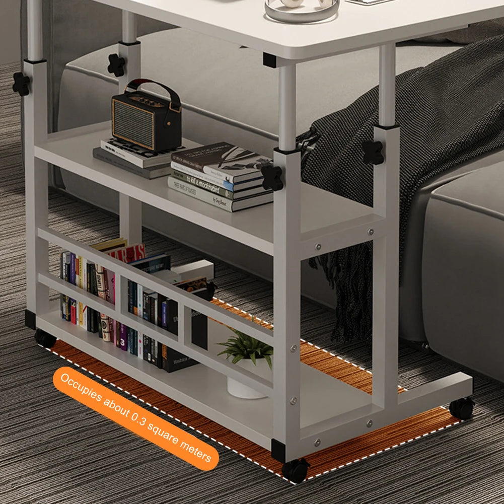 Multi-Layer Standing Desk Height Adjustable Wooden Computer Desk Workstation Work Table Bedside Table for Home Office