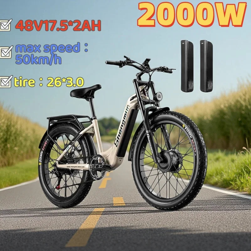 Shengmilo S700 E Bicycle 2000W motor 48V17.5AH Dual Lithium battery 26 inch tire E-bike 50KM/H off-road commuting Electric bike
