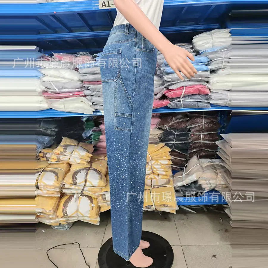 2025 Spring New Simple Loose Straight Jeans Europe and America
