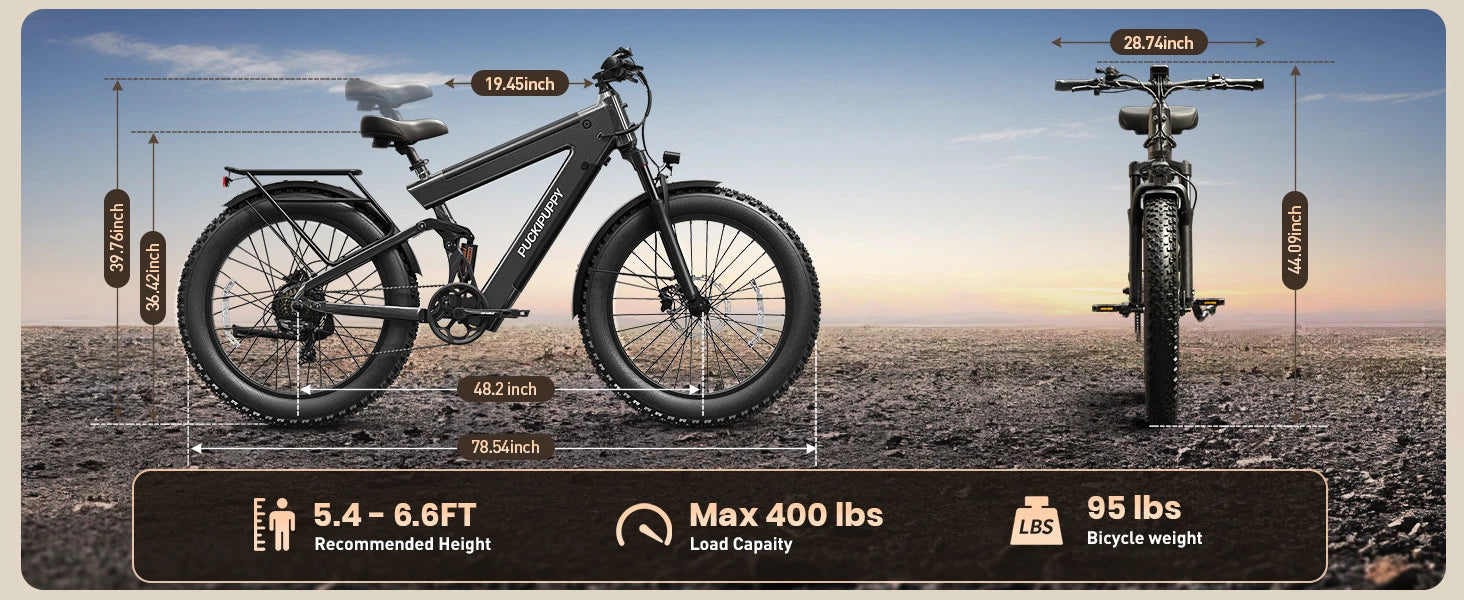 PUCKIPUPPY Bulldog Dual Battery E-bike 1350W 48V 30AH With Luxury Accessory Pack And Extra 15Ah Battery Electric Mountain Bike