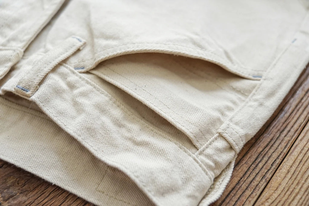 Sauce Zhan Mens Jeans Selvedge Denim White Jeans Regular Fit hight rise  14 Oz One Wash