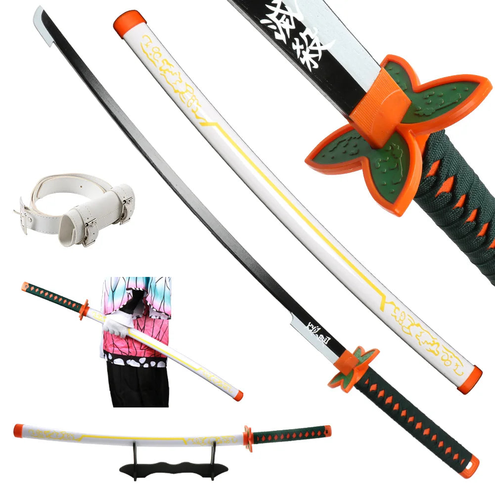41 inch Anime Cosplay Samurai Katana Sword With Belt And Holder Tanjiro Halloween Cosplay Props Decoration