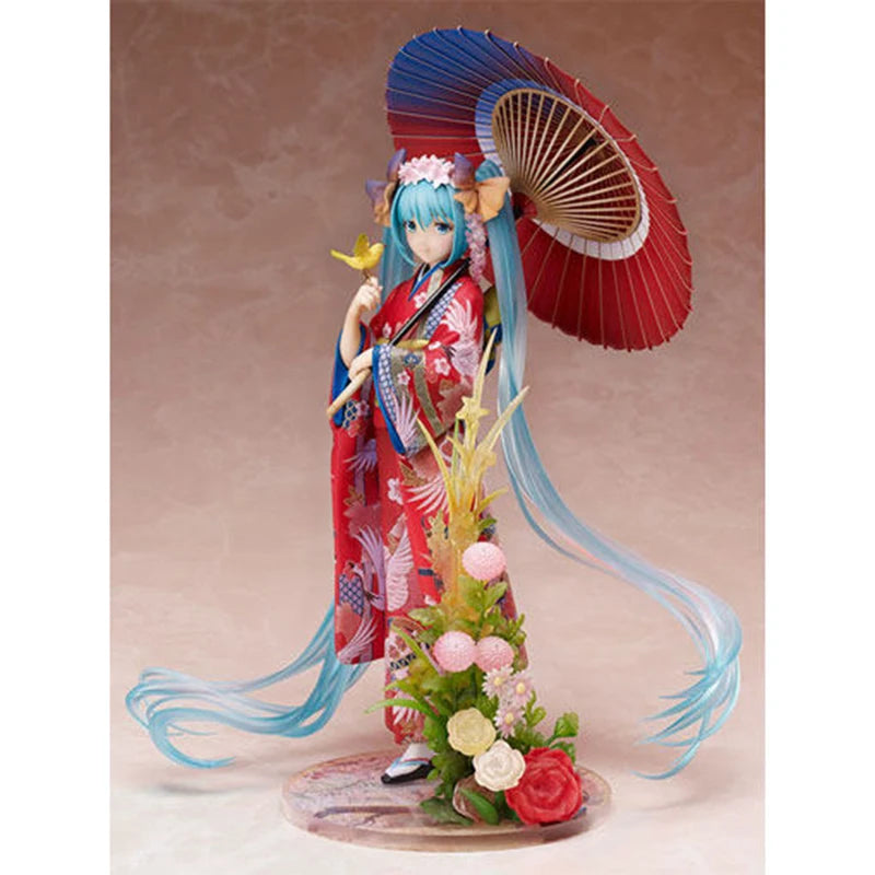 Stronger Hatsune Miku Authentic Japanese Floral Pattern Kimono Figure With Traditional Umbrella Anime Collectible For Otaku Fans