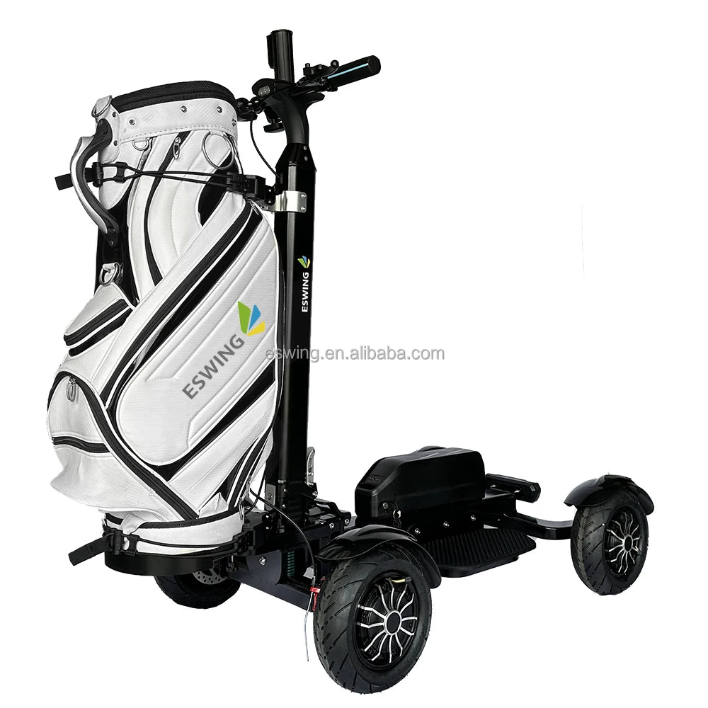 2025 Popular Professional Golf Caddy 2400w Single 4 Wheels Folding Electric Scooter Golf Cart