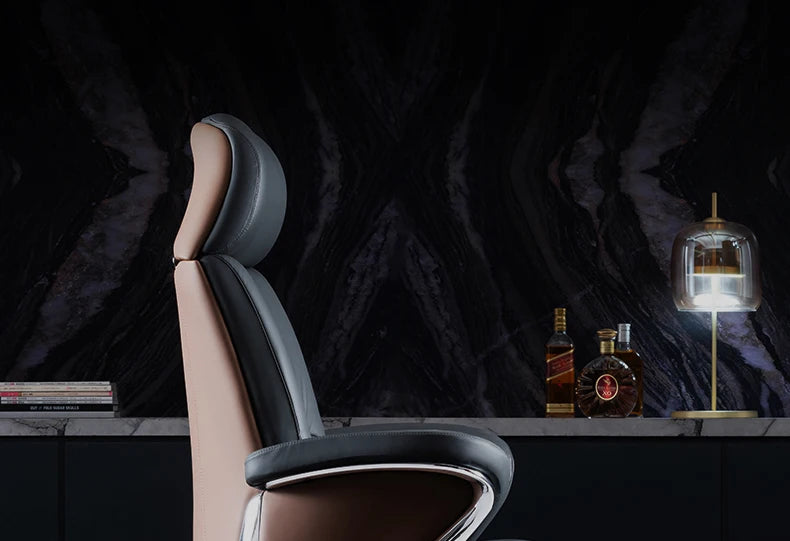 Italian Light Luxury Chiar Leather Boss Office Cowhide Comfortable President Chair Swivel Computer Silla Oficina Furniture