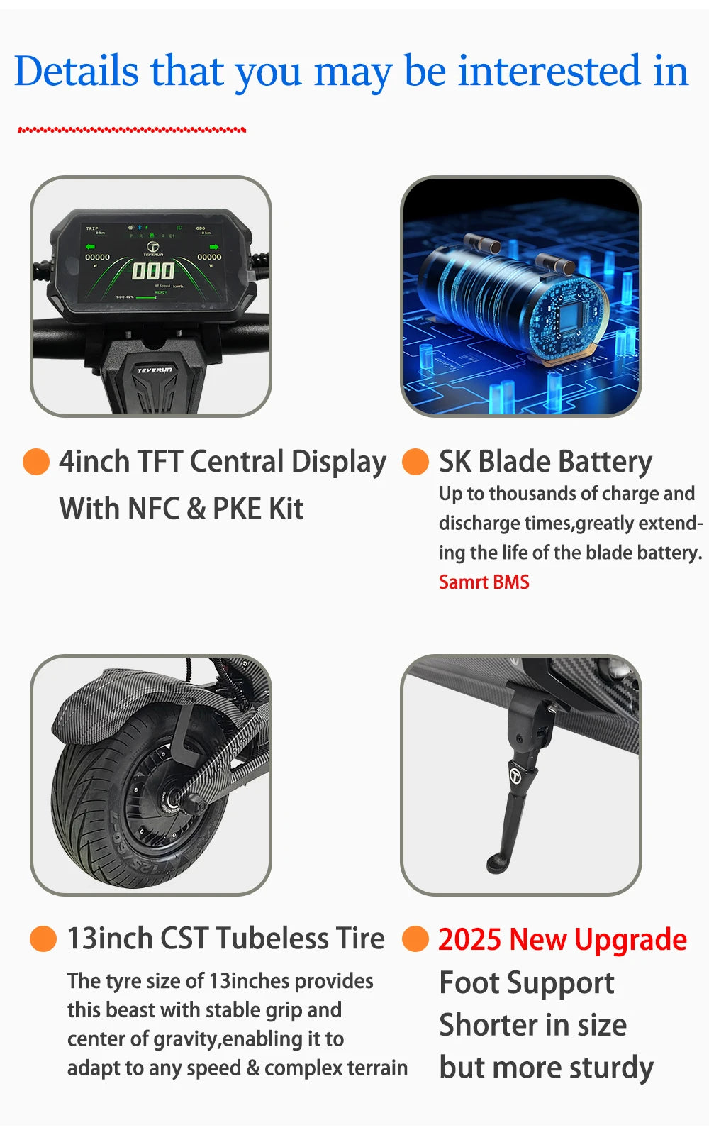 TEVERUN Fighter Supreme+ 7260R V4 2500W*2 Dual Motor 72V 60Ah Battery 4inch Display 4Pistons Brake 13inch Tire Scooter