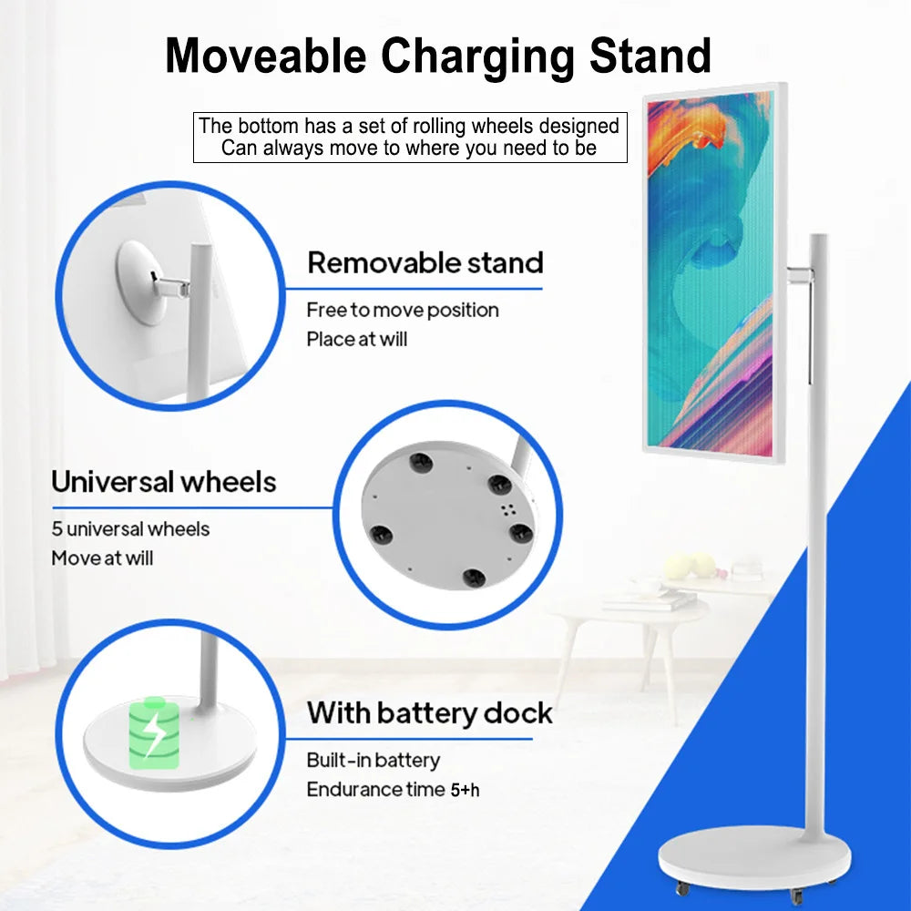 21.5 Inch Family Gathering Portable Smart Tv Wireless Projection LCD Portable Touch Screen Tv Stan by