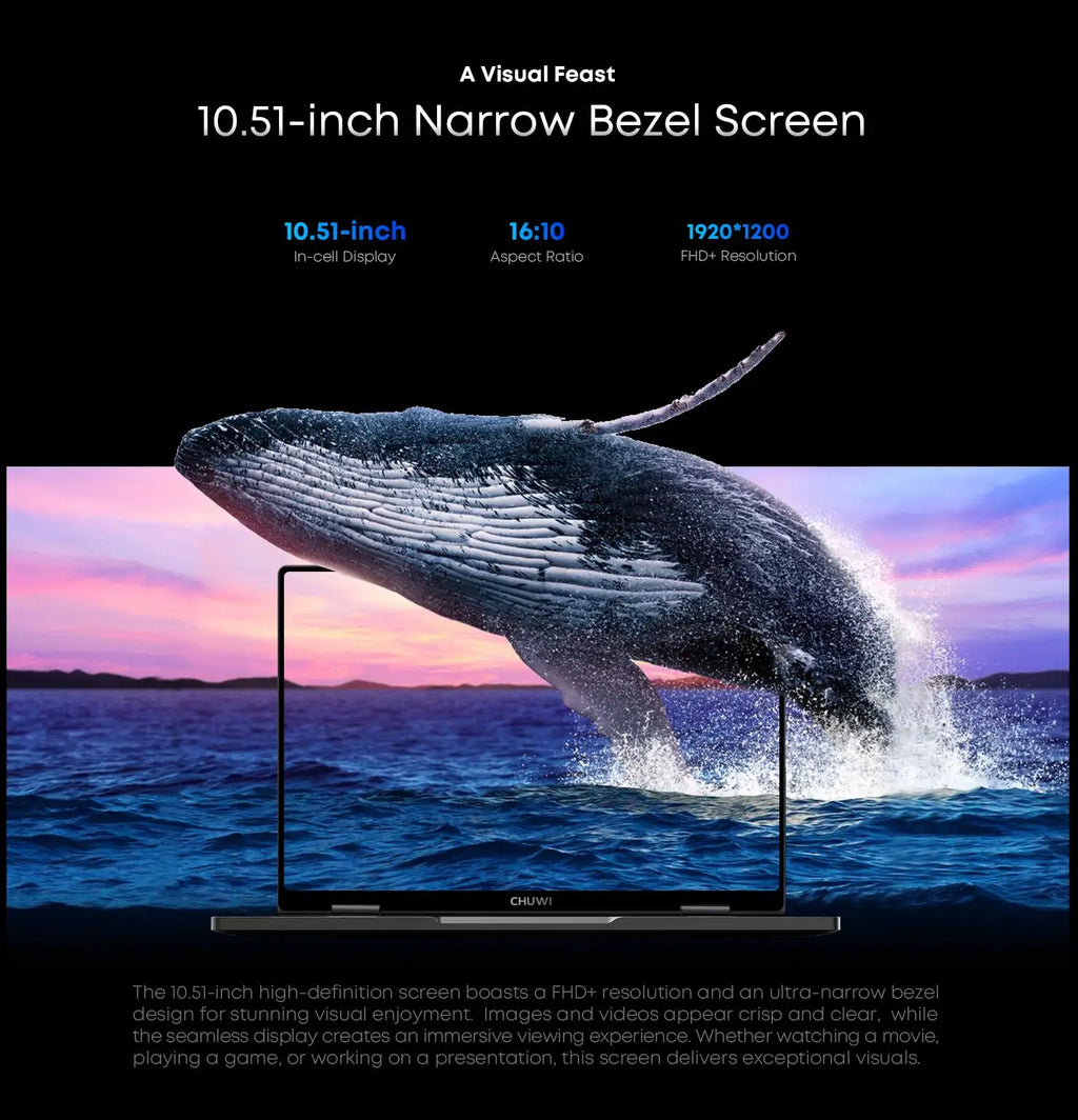 CHUWI MiniBook X 2-in-1 Touch Screen Laptop Intel N150 16GB LPDDR5 512G SSD 10.51"1920x1200 FHD Resolution Ultra-thin Notebook