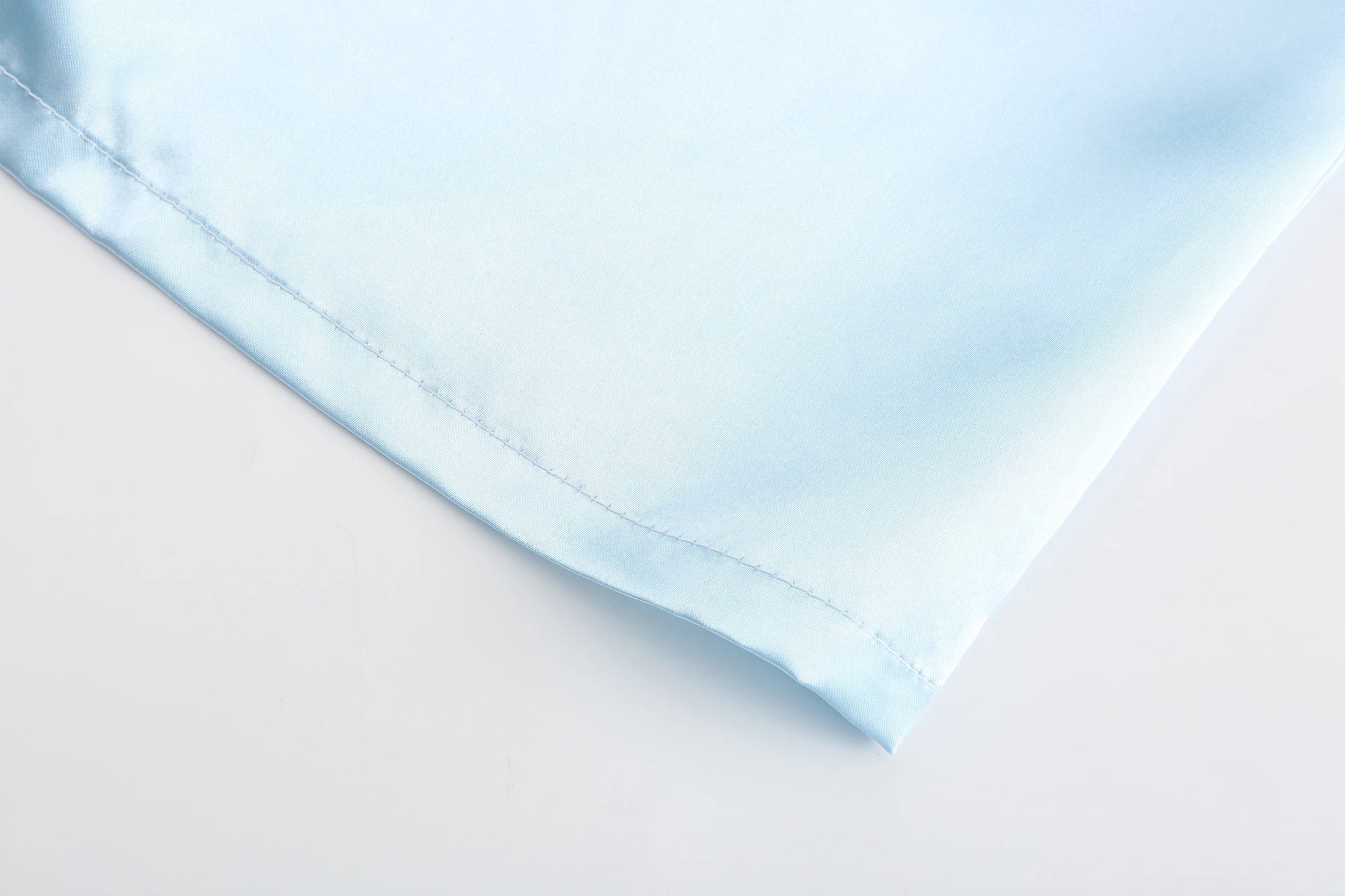 Light Blue Women's Satin Robe Short Kimono for Bride & Bridesmaid With White Letter, Wedding Party Robes