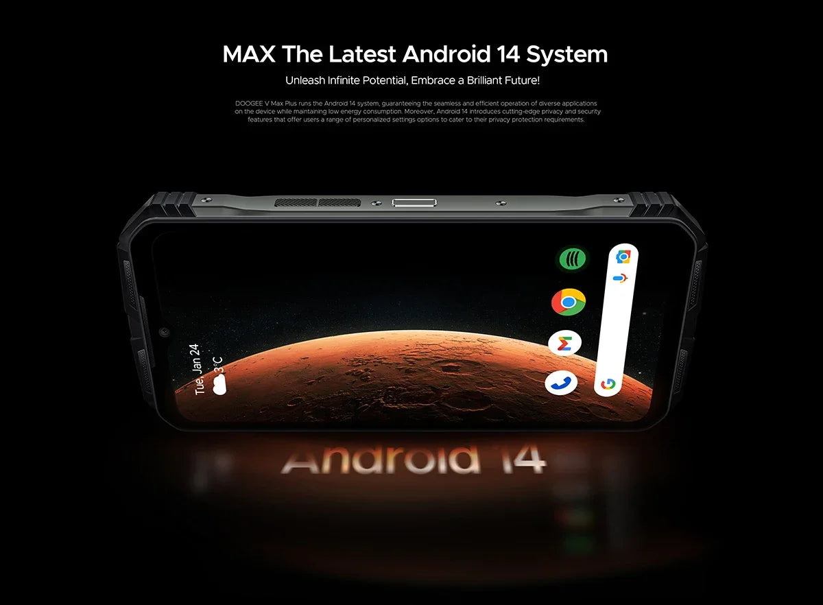 DOOGEE V Max Plus Rugged Phone 6.58" Display Dimensity 7050 Telephone Portable 36GB+512GB 22000mAh 200MP Smartphone Android 14
