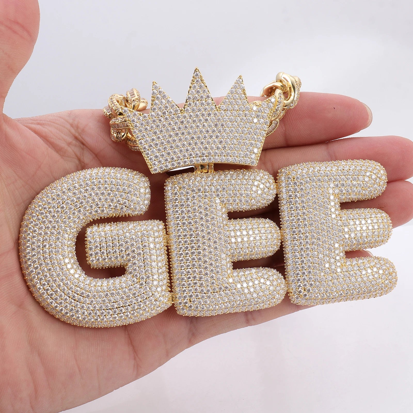 Provence Letter Pendant for Men Moissanite Hip Hop Crown Pendants for Man Miami Rock Custom Fashion Jewelry