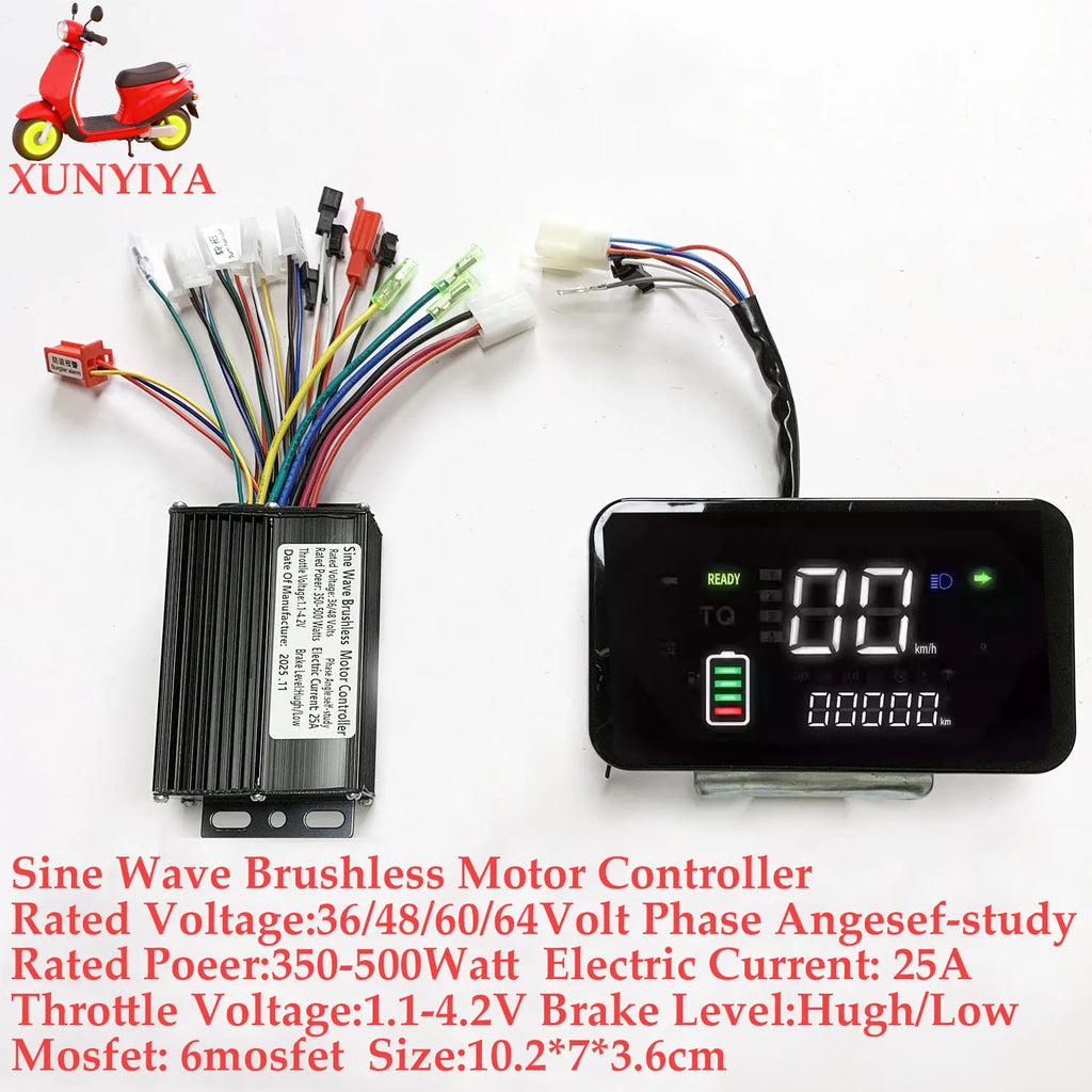 36V 48V 60V 64V 350/500/1000W 25A / 30A / 35A Brushless Motor sine wave Controller with LCD Speed Display + throller for E-bike