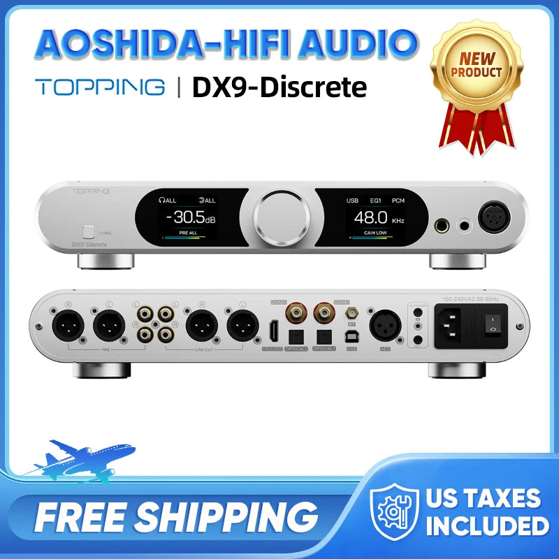 TOPPING DX9 Discrete Fully Balanced DAC & Headphone Amplifier Ten-Band PEQ XU-316 DSD512 768kHz/32bit Bluetooth LDAC