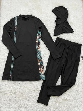3PCS Thin Style Sporty Muslim Swimwear Burkini Femmes Women Modest Swimsuit Bathing Suit Hijab Top Pant (No built-in Bra)